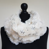 Cream silver foil snowflake snood