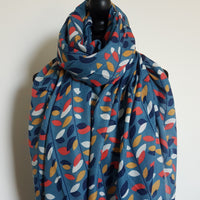 Blue Autumn Leaf Scarf