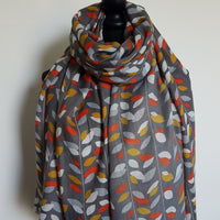 Grey Autumn Leaf Scarf