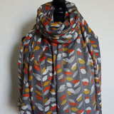 Grey Autumn Leaf Scarf