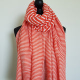 Coastal orange & white stripe scarf