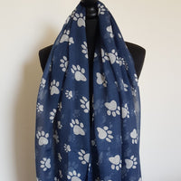 Blue & white paw print scarf