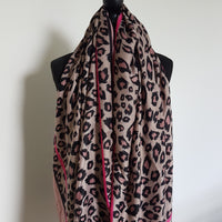 Pink leopard print scarf 