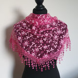 Fuchsia floral triangle summer scarf