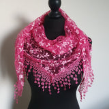 Fuchsia floral triangle summer scarf