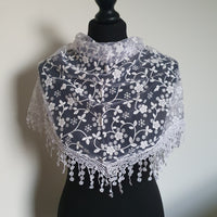 White Floral Triangle Scarf