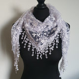 White floral triangle scarf