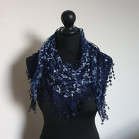 Blue floral glitter triangle scarf