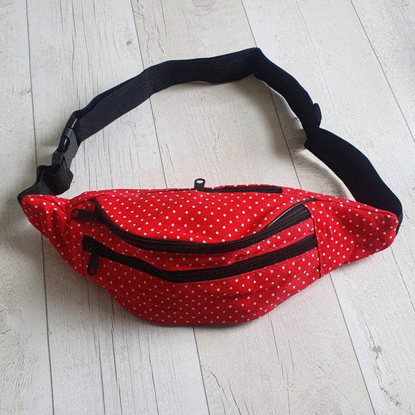 Polka dot red waist bum bag