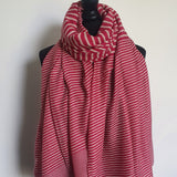 Red & cream stripe coastal scarf