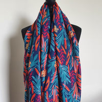 Navy watercolour leaf scarf