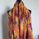 Mustard watercolour leaf scarf