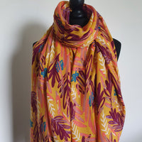 Mustard watercolour leaf scarf