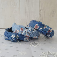 Three denim floral alice bands 