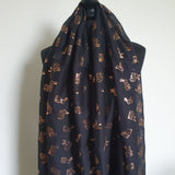 Black gold foil rabbit scarf