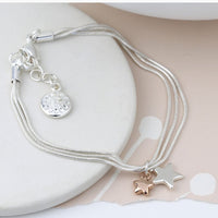 Sterling silver triple strand star bracelet